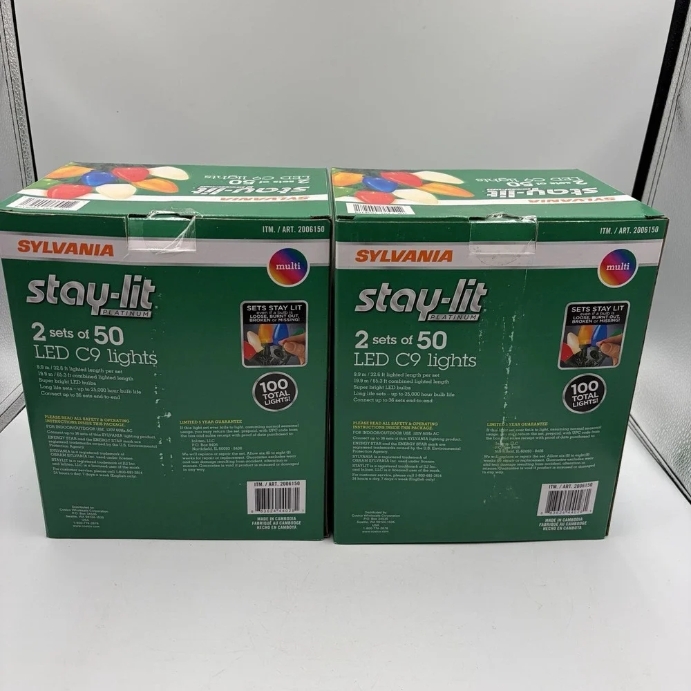 NEW Sylvania Stay-lit LED Plastic Multicolored Faceted C9 Lights 50 - (2PK)